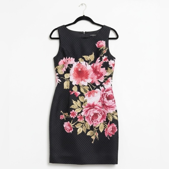 Tahari ASL Dresses & Skirts - Tahari ASL Floral Black Dress 4 petite